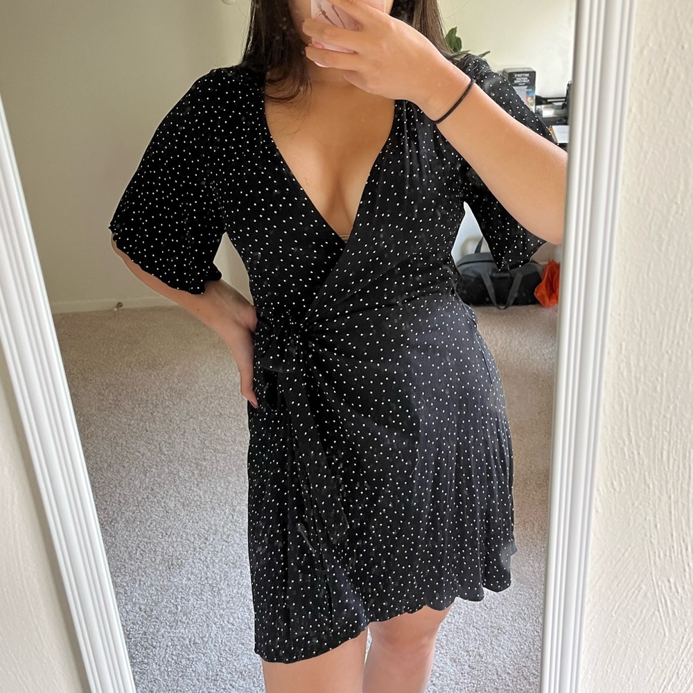 Polka dot wrap dress